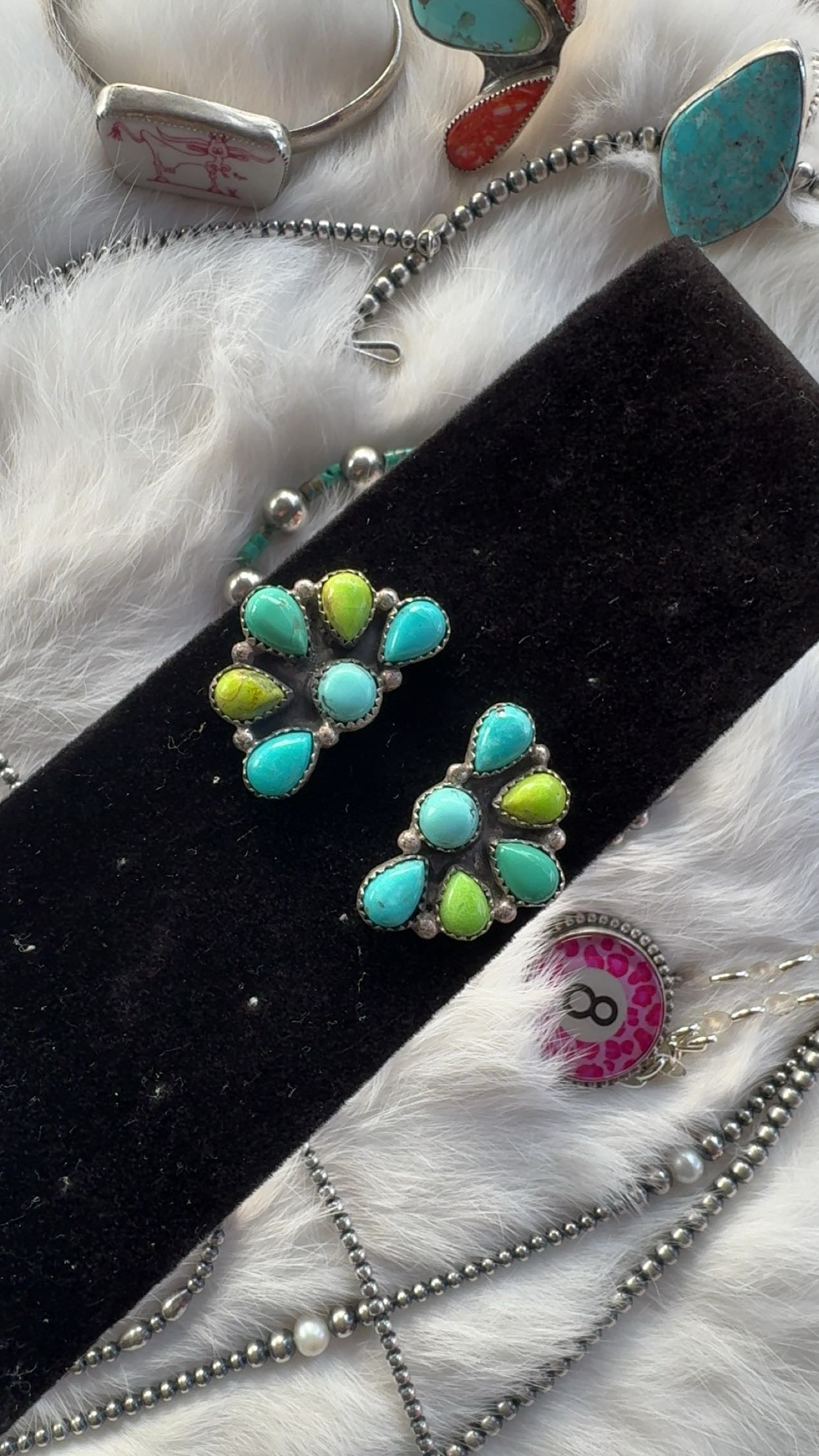 half cluster earrings