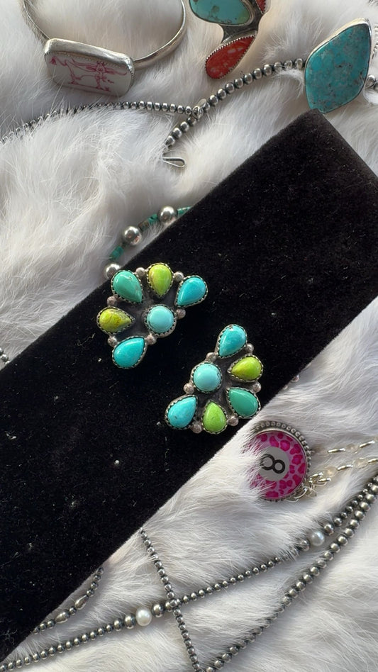 half cluster earrings