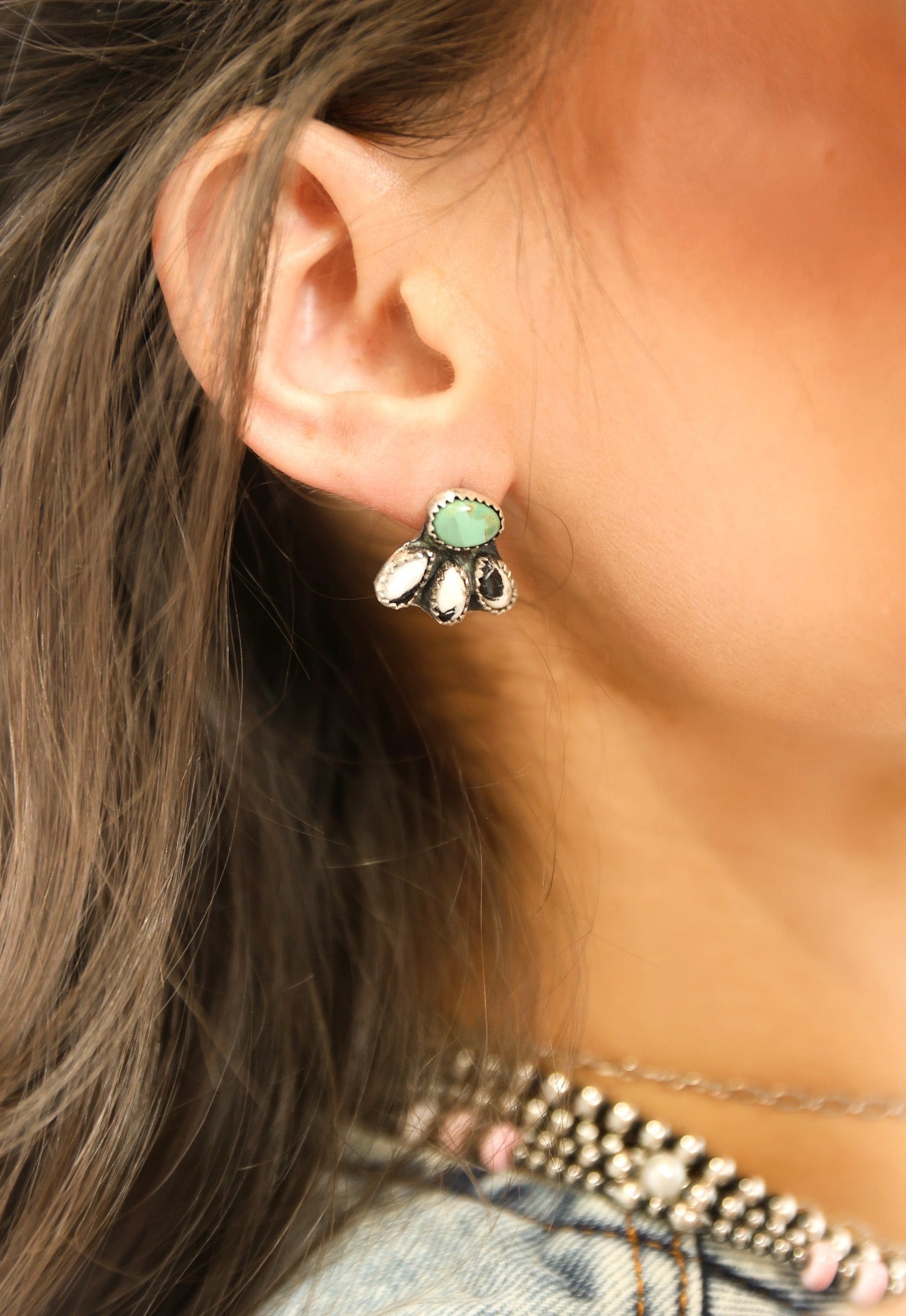 turquoise and white buffalo earrings