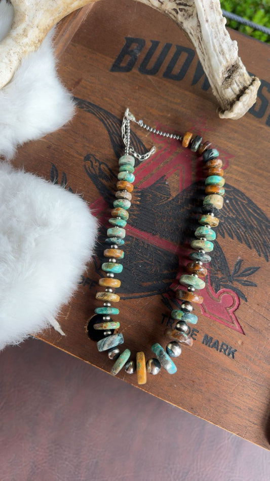 Large graduated pearls and turquoise