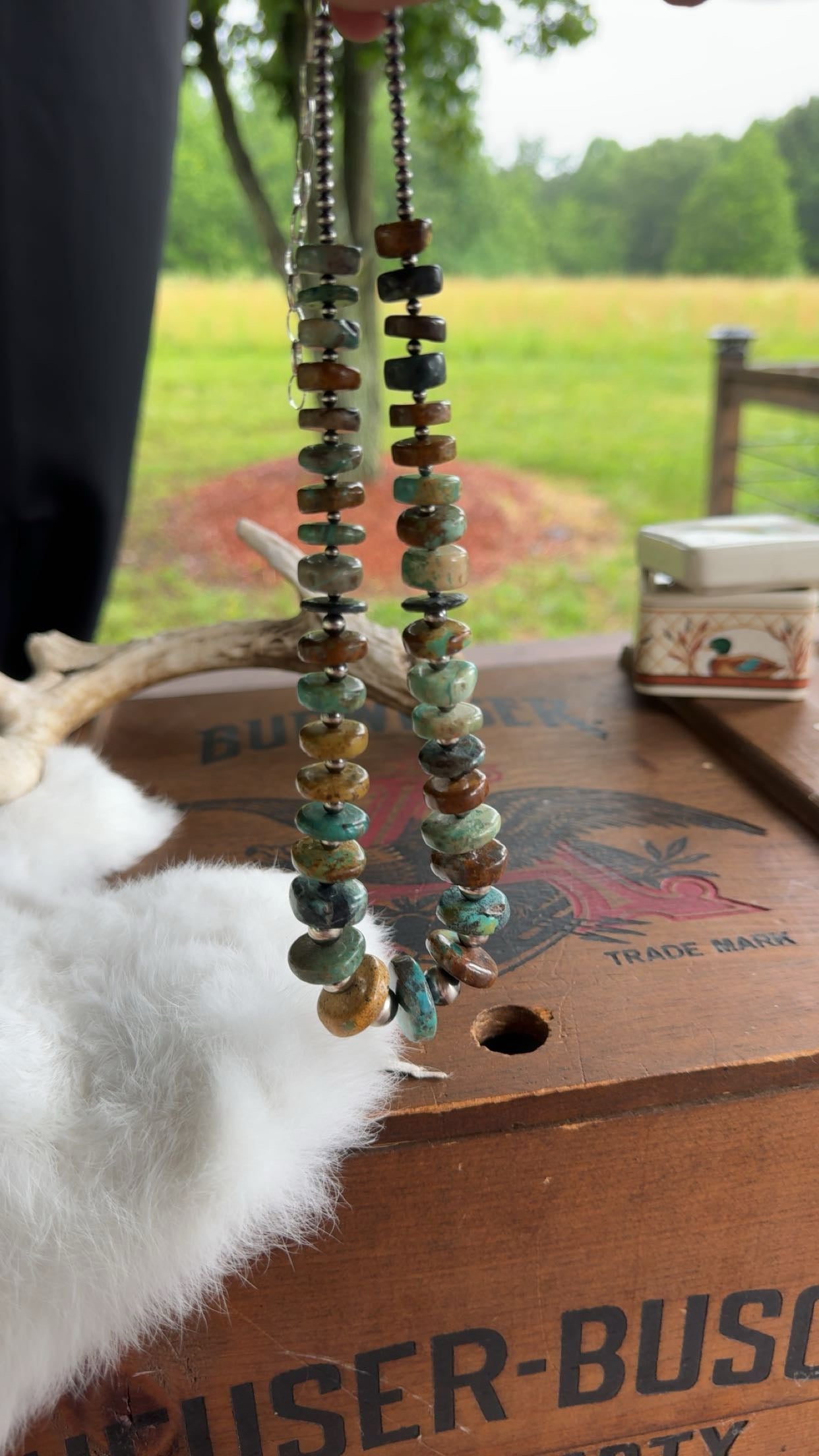 Large graduated pearls and turquoise